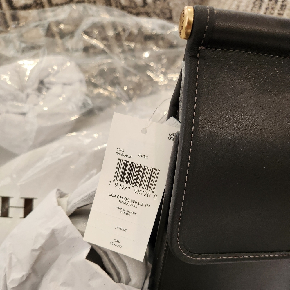 COACH OG Willis Top Handle Black Leather Satchel Handbag Purse - Picture 4 of 12